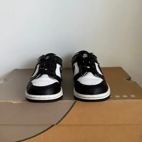 Nike Dunk Low Panda Black/White Toddler Sneakers - SZ 10 C - Picture 8 of 12